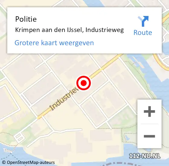 Locatie op kaart van de 112 melding: Politie Krimpen aan den IJssel, Industrieweg op 31 december 2014 17:00