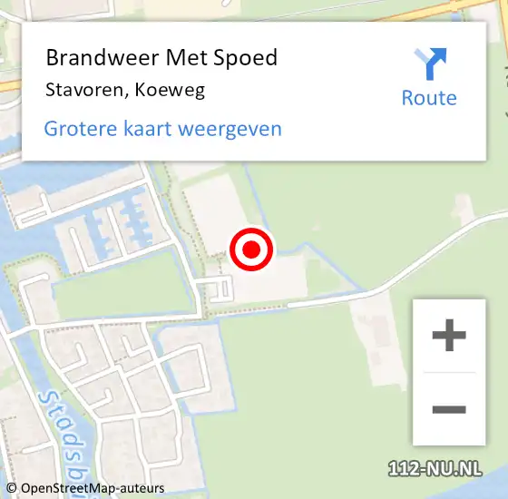 Locatie op kaart van de 112 melding: Brandweer Met Spoed Naar Stavoren, Koeweg op 31 december 2014 17:00