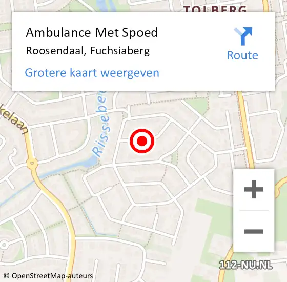 Locatie op kaart van de 112 melding: Ambulance Met Spoed Naar Roosendaal, Fuchsiaberg op 31 december 2014 17:01