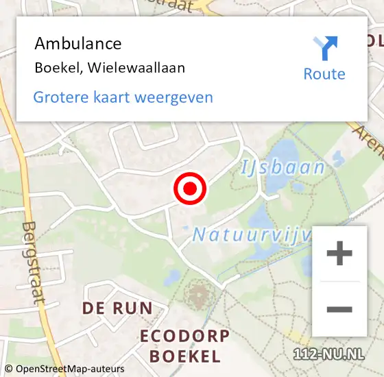 Locatie op kaart van de 112 melding: Ambulance Boekel, Wielewaallaan op 31 december 2014 17:11