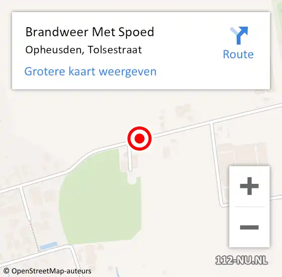 Locatie op kaart van de 112 melding: Brandweer Met Spoed Naar Opheusden, Tolsestraat op 31 december 2014 17:13