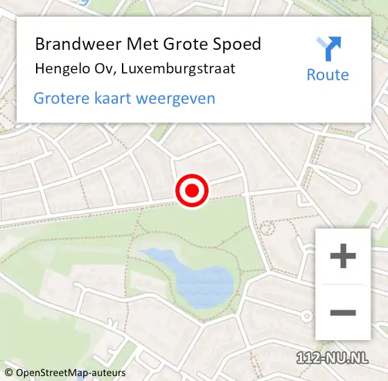 Locatie op kaart van de 112 melding: Brandweer Met Grote Spoed Naar Hengelo Ov, Luxemburgstraat op 31 december 2014 17:15