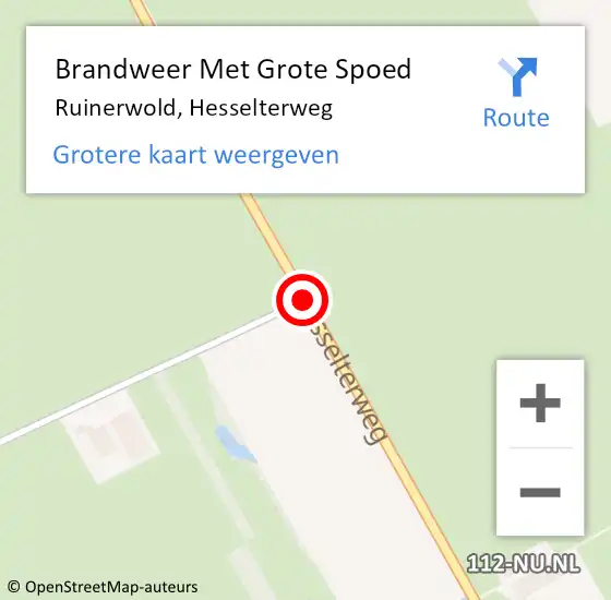 Locatie op kaart van de 112 melding: Brandweer Met Grote Spoed Naar Ruinerwold, Hesselterweg op 31 december 2014 17:17