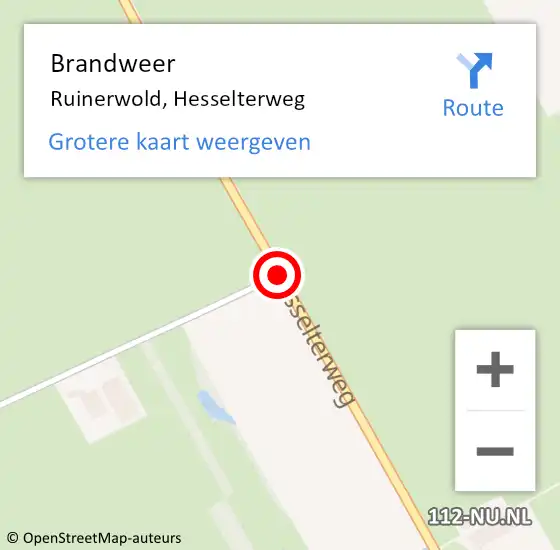 Locatie op kaart van de 112 melding: Brandweer Ruinerwold, Hesselterweg op 31 december 2014 17:20