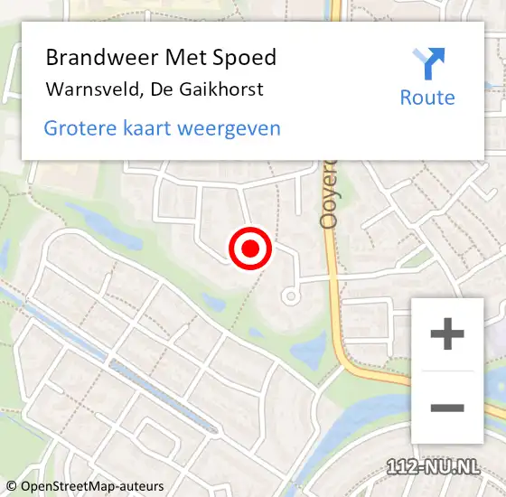 Locatie op kaart van de 112 melding: Brandweer Met Spoed Naar Warnsveld, De Gaikhorst op 31 december 2014 17:24