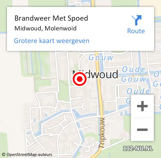 Locatie op kaart van de 112 melding: Brandweer Met Spoed Naar Midwoud, Molenwoid op 31 december 2014 17:48