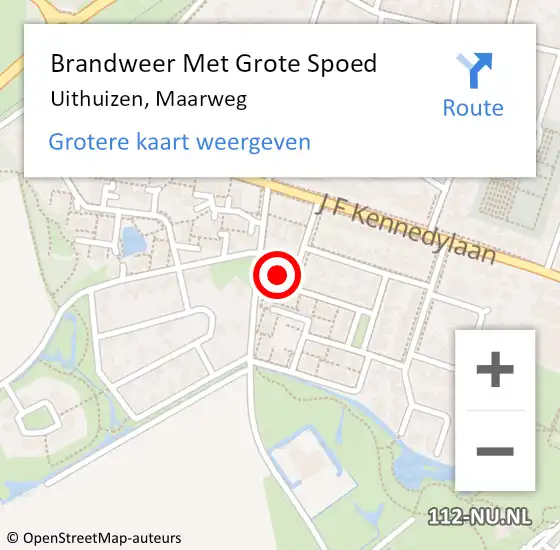 Locatie op kaart van de 112 melding: Brandweer Met Grote Spoed Naar Uithuizen, Maarweg op 31 december 2014 17:54