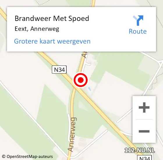 Locatie op kaart van de 112 melding: Brandweer Met Spoed Naar Eext, Annerweg op 31 december 2014 17:56