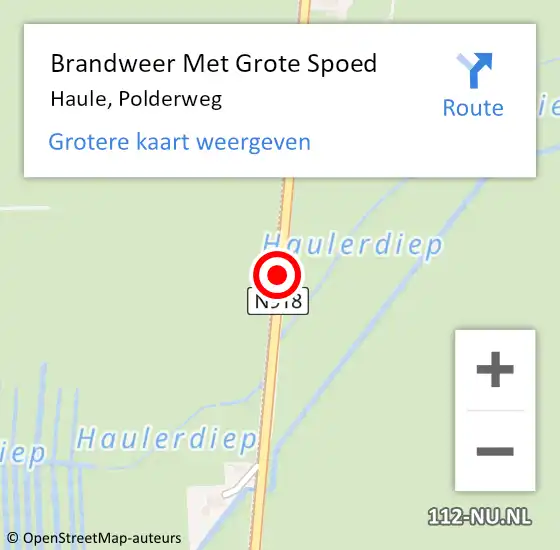 Locatie op kaart van de 112 melding: Brandweer Met Grote Spoed Naar Haule, Polderweg op 31 december 2014 17:59