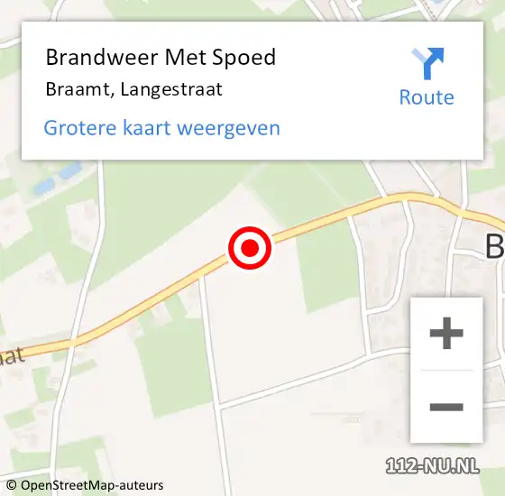 Locatie op kaart van de 112 melding: Brandweer Met Spoed Naar Braamt, Langestraat op 31 december 2014 18:03