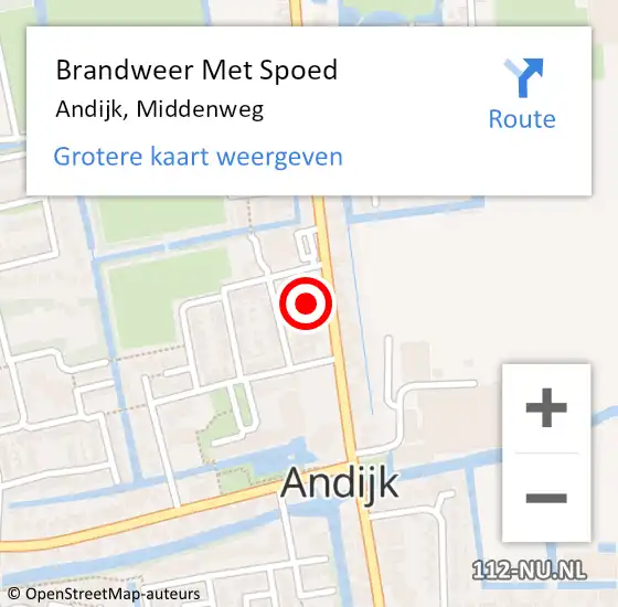 Locatie op kaart van de 112 melding: Brandweer Met Spoed Naar Andijk, Middenweg op 31 december 2014 18:10