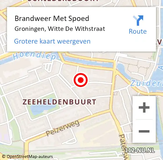 Locatie op kaart van de 112 melding: Brandweer Met Spoed Naar Groningen, Witte De Withstraat op 31 december 2014 18:23