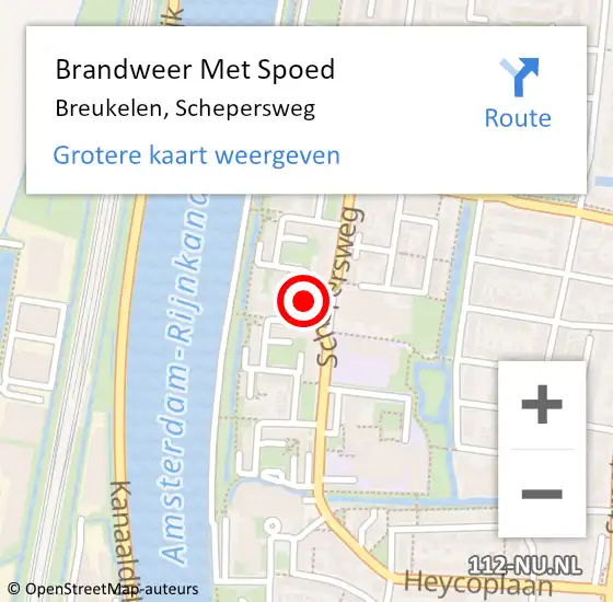 Locatie op kaart van de 112 melding: Brandweer Met Spoed Naar Breukelen, Schepersweg op 31 december 2014 18:32