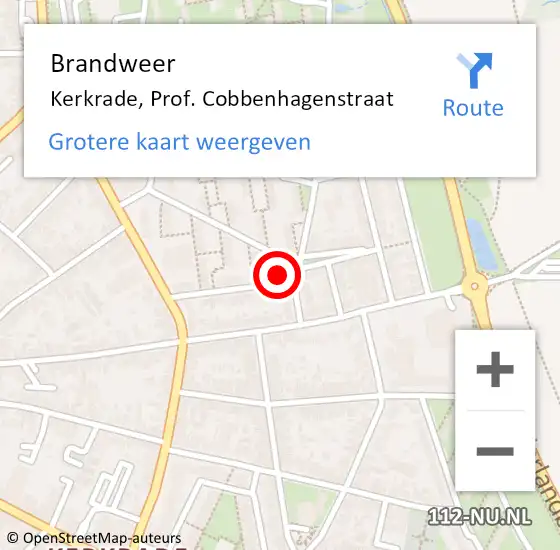 Locatie op kaart van de 112 melding: Brandweer Kerkrade, Prof. Cobbenhagenstraat op 31 december 2014 18:36