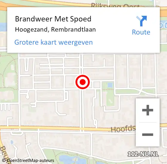 Locatie op kaart van de 112 melding: Brandweer Met Spoed Naar Hoogezand, Rembrandtlaan op 31 december 2014 18:50