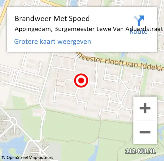 Locatie op kaart van de 112 melding: Brandweer Met Spoed Naar Appingedam, Burgemeester Lewe Van Aduardstraat op 31 december 2014 18:50