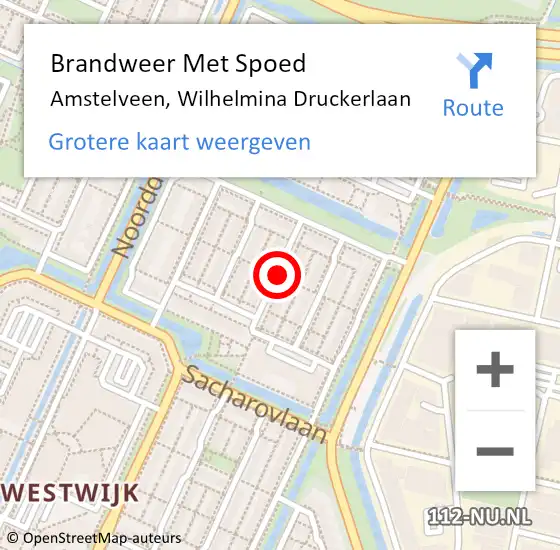 Locatie op kaart van de 112 melding: Brandweer Met Spoed Naar Amstelveen, Wilhelmina Druckerlaan op 31 december 2014 19:03