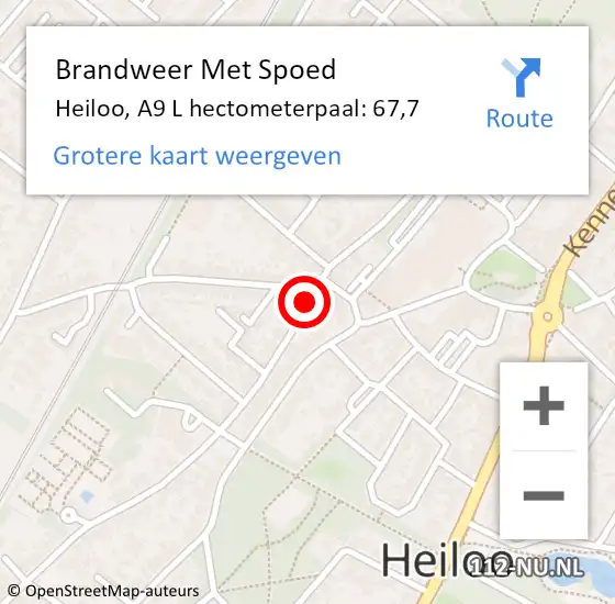 Locatie op kaart van de 112 melding: Brandweer Met Spoed Naar Heiloo, A9 L hectometerpaal: 67,7 op 31 december 2014 19:08