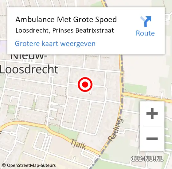 Locatie op kaart van de 112 melding: Ambulance Met Grote Spoed Naar Loosdrecht, Prinses Beatrixstraat op 26 oktober 2013 06:45