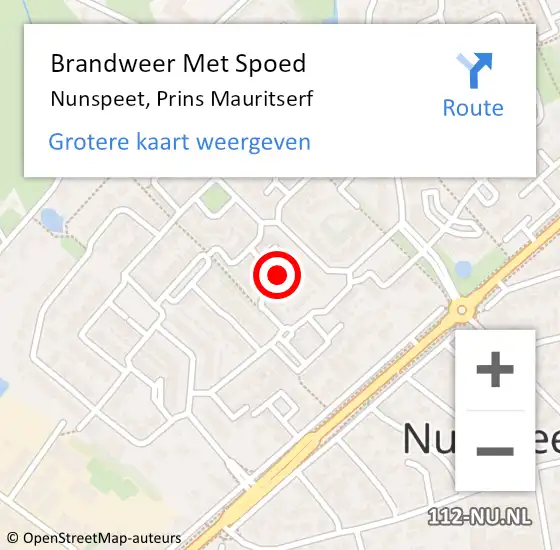 Locatie op kaart van de 112 melding: Brandweer Met Spoed Naar Nunspeet, Prins Mauritserf op 31 december 2014 19:20
