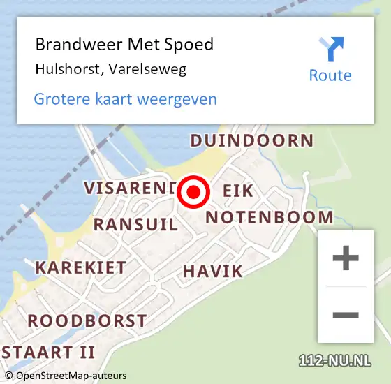 Locatie op kaart van de 112 melding: Brandweer Met Spoed Naar Hulshorst, Varelseweg op 31 december 2014 19:22