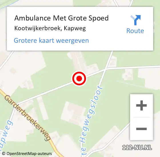 Locatie op kaart van de 112 melding: Ambulance Met Grote Spoed Naar Kootwijkerbroek, Kapweg op 31 december 2014 19:27