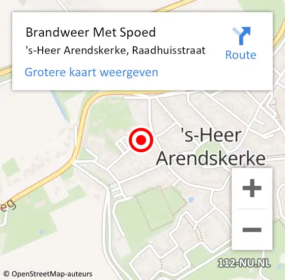 Locatie op kaart van de 112 melding: Brandweer Met Spoed Naar 's-Heer Arendskerke, Raadhuisstraat op 31 december 2014 19:41