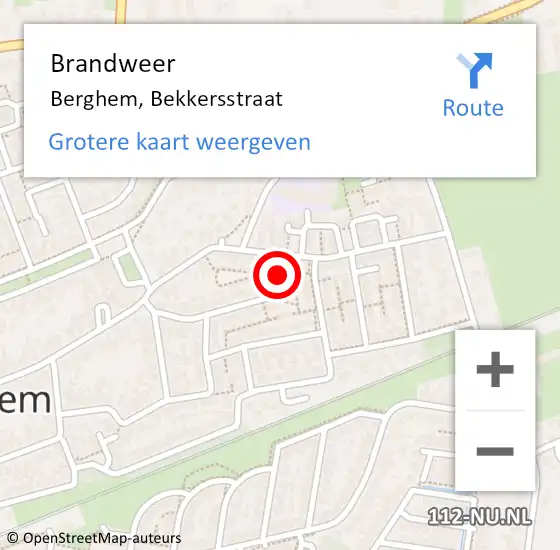 Locatie op kaart van de 112 melding: Brandweer Berghem, Bekkersstraat op 31 december 2014 19:45