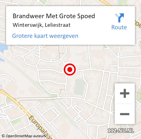 Locatie op kaart van de 112 melding: Brandweer Met Grote Spoed Naar Winterswijk, Leliestraat op 31 december 2014 19:45