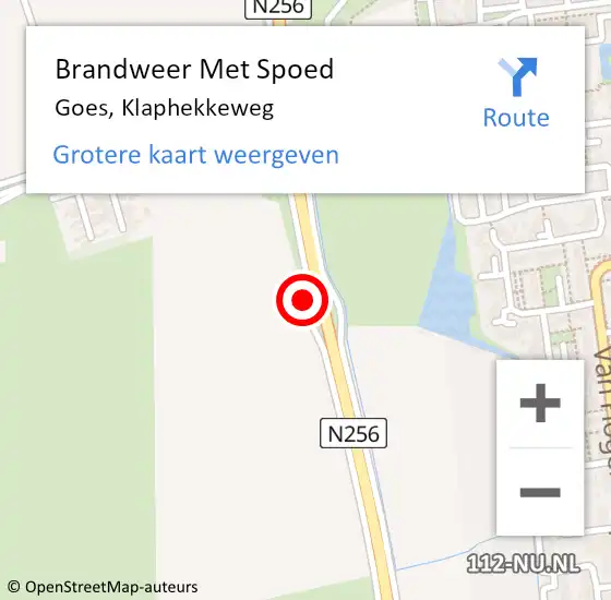 Locatie op kaart van de 112 melding: Brandweer Met Spoed Naar Goes, Klaphekkeweg op 31 december 2014 19:53