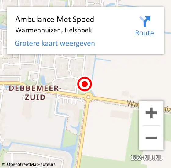 Locatie op kaart van de 112 melding: Ambulance Met Spoed Naar Warmenhuizen, Helshoek op 31 december 2014 19:54