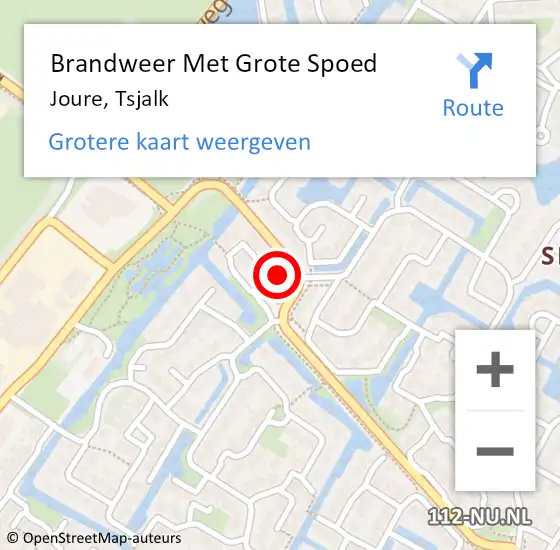 Locatie op kaart van de 112 melding: Brandweer Met Grote Spoed Naar Joure, Tsjalk op 31 december 2014 20:00