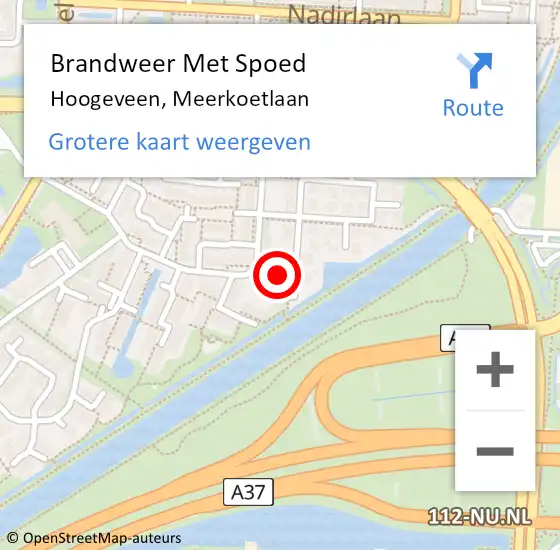 Locatie op kaart van de 112 melding: Brandweer Met Spoed Naar Hoogeveen, Meerkoetlaan op 31 december 2014 20:00