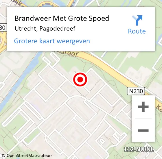 Locatie op kaart van de 112 melding: Brandweer Met Grote Spoed Naar Utrecht, Pagodedreef op 31 december 2014 20:01