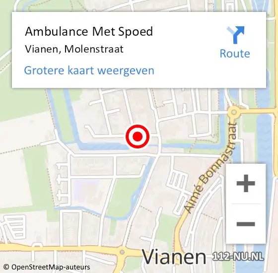 Locatie op kaart van de 112 melding: Ambulance Met Spoed Naar Vianen, Molenstraat op 31 december 2014 20:07