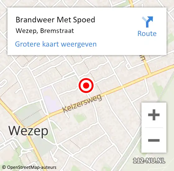 Locatie op kaart van de 112 melding: Brandweer Met Spoed Naar Wezep, Bremstraat op 31 december 2014 20:14