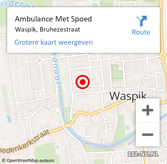 Locatie op kaart van de 112 melding: Ambulance Met Spoed Naar Waspik, Bruhezestraat op 31 december 2014 20:20