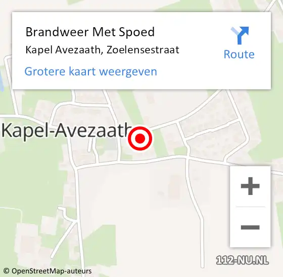 Locatie op kaart van de 112 melding: Brandweer Met Spoed Naar Kapel Avezaath, Zoelensestraat op 31 december 2014 20:25