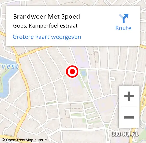 Locatie op kaart van de 112 melding: Brandweer Met Spoed Naar Goes, Kamperfoeliestraat op 31 december 2014 20:33