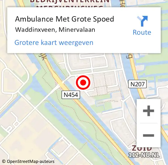 Locatie op kaart van de 112 melding: Ambulance Met Grote Spoed Naar Waddinxveen, Minervalaan op 31 december 2014 20:37