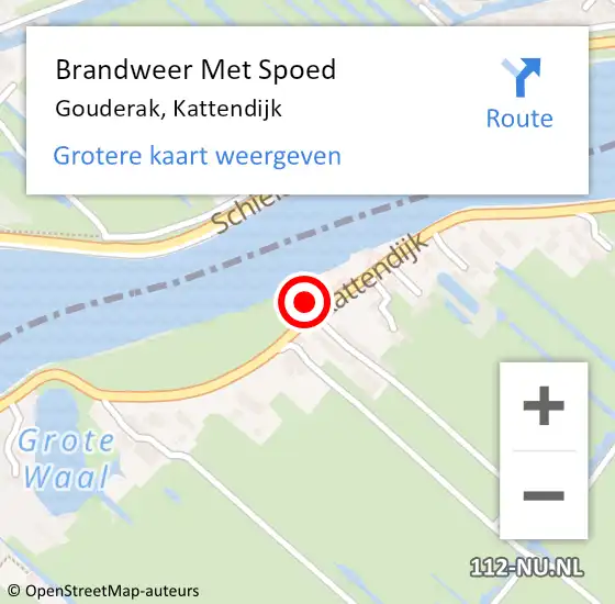 Locatie op kaart van de 112 melding: Brandweer Met Spoed Naar Gouderak, Kattendijk op 31 december 2014 20:43