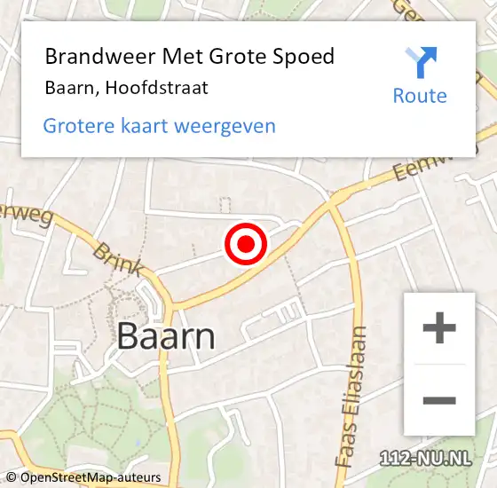 Locatie op kaart van de 112 melding: Brandweer Met Grote Spoed Naar Baarn, Hoofdstraat op 31 december 2014 20:44