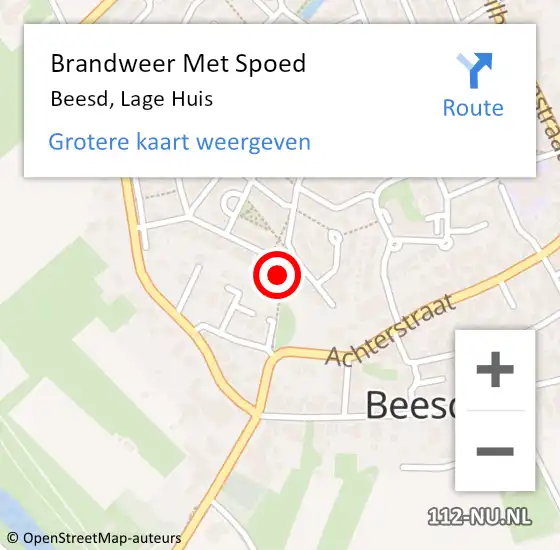 Locatie op kaart van de 112 melding: Brandweer Met Spoed Naar Beesd, Lage Huis op 31 december 2014 20:55