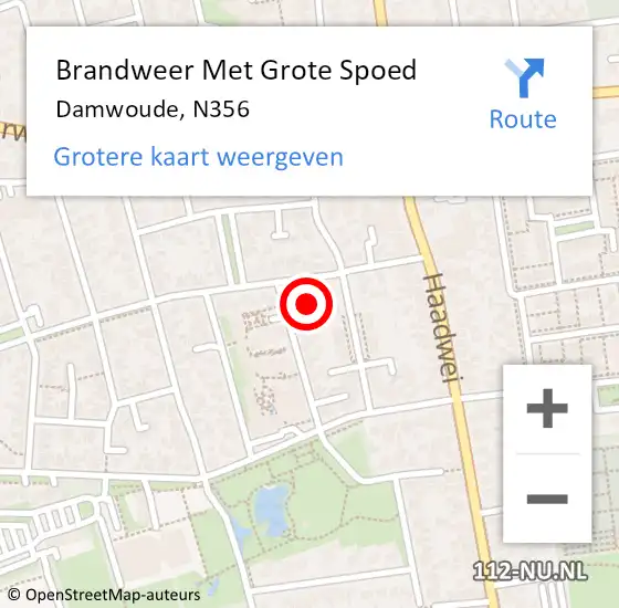 Locatie op kaart van de 112 melding: Brandweer Met Grote Spoed Naar Damwoude, N356 op 31 december 2014 20:55