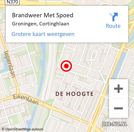 Locatie op kaart van de 112 melding: Brandweer Met Spoed Naar Groningen, Cortinghlaan op 31 december 2014 21:01