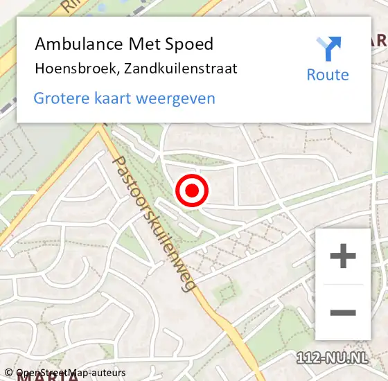 Locatie op kaart van de 112 melding: Ambulance Met Spoed Naar Hoensbroek, Zandkuilenstraat op 31 december 2014 21:03