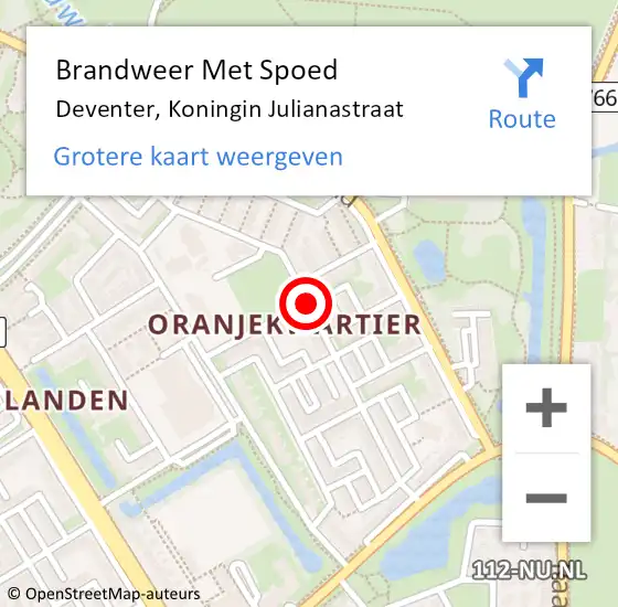 Locatie op kaart van de 112 melding: Brandweer Met Spoed Naar Deventer, Koningin Julianastraat op 31 december 2014 21:05