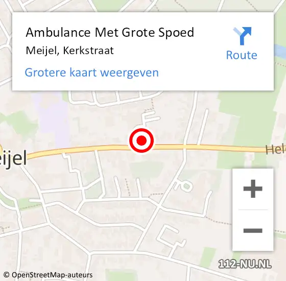 Locatie op kaart van de 112 melding: Ambulance Met Grote Spoed Naar Meijel, Kerkstraat op 31 december 2014 21:24