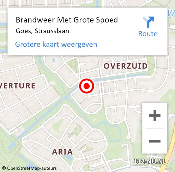 Locatie op kaart van de 112 melding: Brandweer Met Grote Spoed Naar Goes, Strausslaan op 31 december 2014 21:38