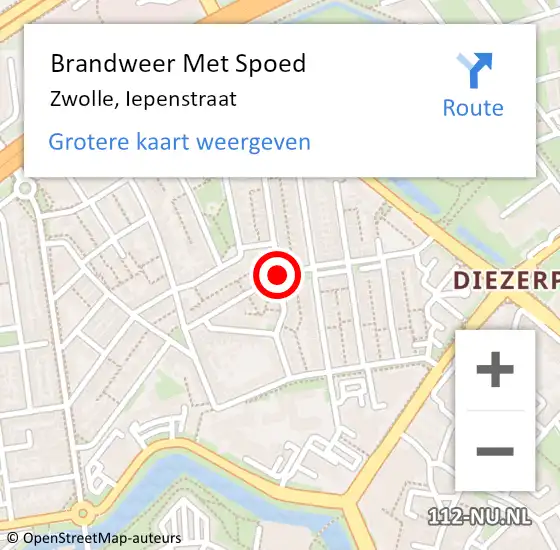 Locatie op kaart van de 112 melding: Brandweer Met Spoed Naar Zwolle, Iepenstraat op 31 december 2014 21:40